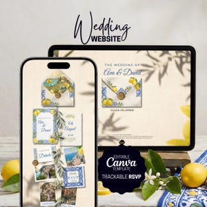 Mall för webbplats med citronmotiv i Amalfi – italienskt kakel, mobil OSA (digital nedladdning)