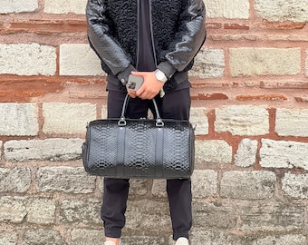 Echte Python lederen reistas, Python Duffel Bag, Snakeskin Travel Bag, Snakeskin Duffel Bag - First-Class handgemaakt