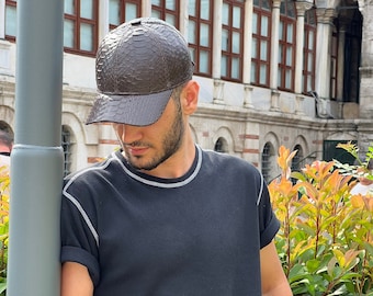 Bruine Snake Baseball Cap, Python Hoed, Snakeskin Cap - First Class handgemaakte luxe hoed
