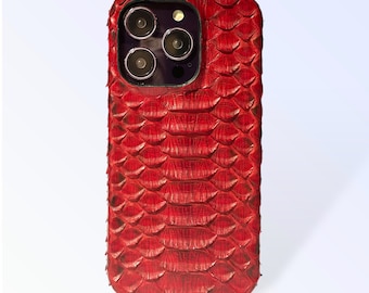 Rode iPhone-hoesjes van echt pythonleer - Exclusieve luxe en handgemaakte ontwerpen