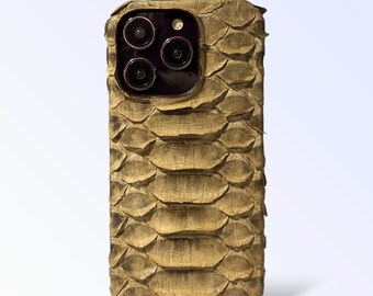 Capas genuínas para iPhone em couro Tan Python – designs exclusivos luxuosos e feitos à mão
