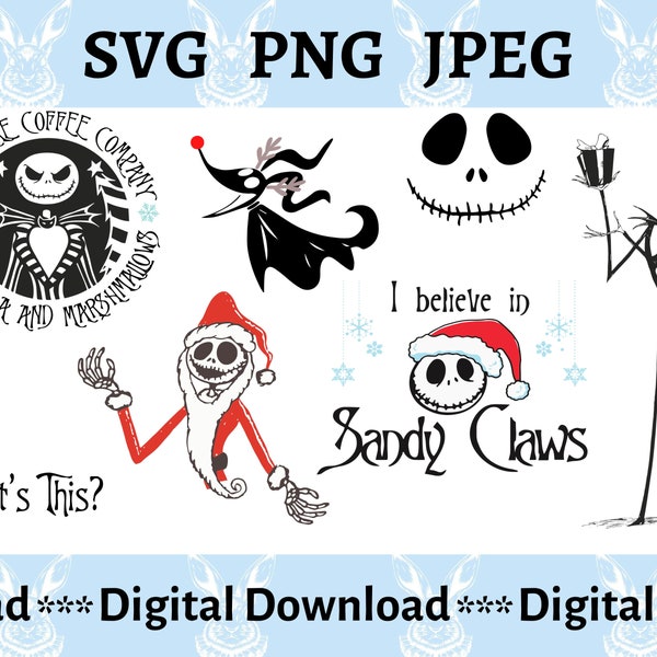 Nightmare before Christmas SVG bundle, Christmas svg - Sandy Claws svg, cricut cut files, Jack Skellington svg Digital Instant downloads.