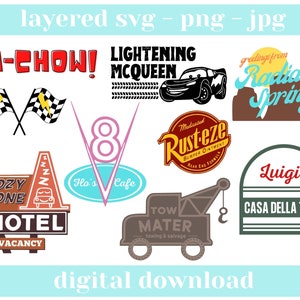 Cars SVG Bundle -  Lightening McQueen svg, Tow Mater SVG - Cricut cut file - sublimation -  SVG - Cars Clipart - Cars Iron on - Kachow 95