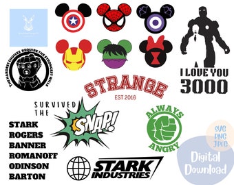 Avengers Superheld SVG Bundle: Iron Man, Spiderman (Digitaler Download)