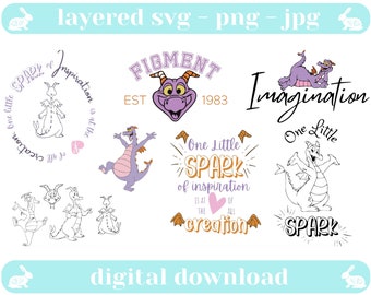 Epcot Figment inspired SVG bundle, One Little Spark, Journey to Imagination, svg for cutting machines, sublimation. Digital Instant download