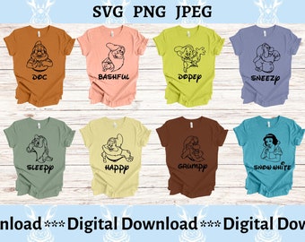 Seven Dwarfs SVG – Family Disneyland Shirt Designs (Digital Download)