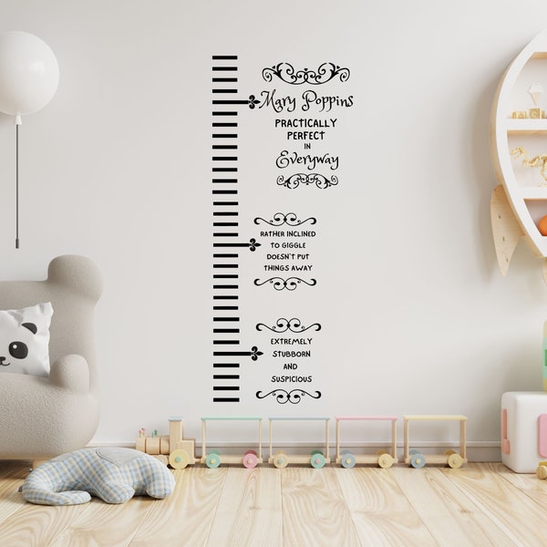 Mary Poppins Growth Chart SVG, Practically Perfect In Every Way svg, Mary Poppins svg, Cricut cut files. nursery svg, Kids growth chart