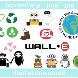 Wall-E inspired SVG bundle, Eve and Wall E Robots svg for Cricut, Silhouette cutting machines. Digital Instant downloads. SVG, sublimation