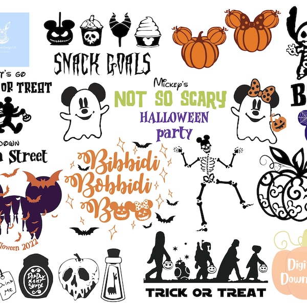 Mickey not-so-scary halloween svg bundle, Halloween svg, Mickey head, halloween cricut file, mickey pumpkin, Mickey ears, Minnie ears,