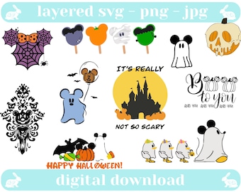 Mickey Halloween SVG Bundle: Ghost, Pumpkin, Treats (Digital Download)