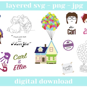 Up SVG バンドル - Up ハウス - Paradise Falls SVG - Grape Soda SVG - Cricut カット ファイル。デジタル インスタント ダウンロード。SVG、昇華