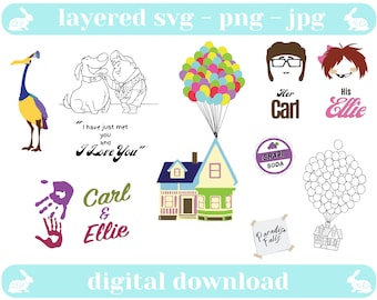 Up SVG bundle - Up house - Paradise Falls svg - Grape soda svg -  Cricut cut file. Digital Instant downloads. SVG, Sublimation