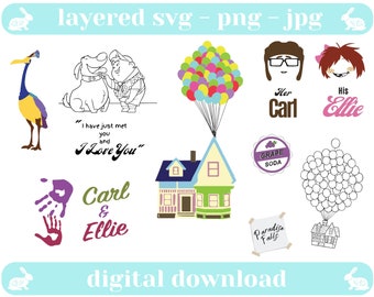 Up Movie SVG Bundle – Carl, Ellie, Paradise Falls (Digital Download)