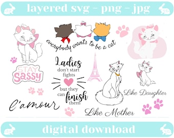 Aristocats SVG Bundle, Marie Clipart, Cat Lover PNG (Digital Download)