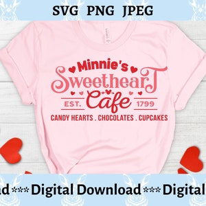 Minnie Sweetheart Cafe SVG - Enseigne de la Saint-Valentin - Décoration intérieure - SVG coeur - Parfait pour la Saint-Valentin - Cadeau de l’enseignant - téléchargement numérique