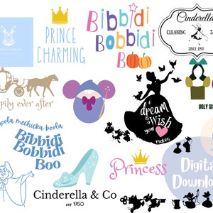 Pacote SVG inspirado na Cinderela, Princesa svg, fada madrinha svg, Príncipe Encantado, arquivo de corte Cricut. Downloads instantâneos digitais. SVG