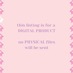 K&ouml;nnte beinhalten: Rosaer Hintergrund mit einem wei&szlig;en Kaninchen in der Mitte. Der Text "this listing is for a DIGITAL PRODUCT no PHYSICAL files will be sent" ist in lila Farbe geschrieben. Der Hintergrund ist auf beiden Seiten mit rosa Kaninchen ges&auml;umt.