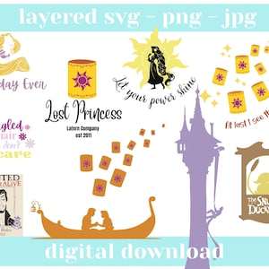 Tangled SVG bundle, Rapunzel svg, princess svg, Cricut cut file, cutting machines. Digital Instant downloads. SVG, sublimation