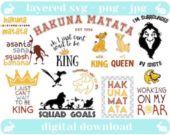 Lion King SVG Bundle – Hakuna Matata, Birthday Decor (Digital Download)