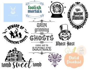 SVG-bundel Haunted Mansion, Disney Halloween Cricut, silhouet (digitale download)
