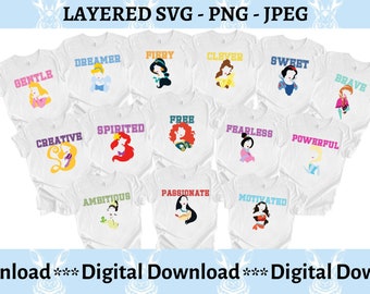 Princess Empowerment SVG – Koszulki Disney na wakacje (do pobrania cyfrowego)