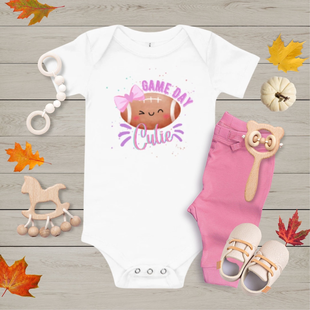 Football Baby Girl Onesie/bodysuit Game Day Cutie Football Etsy