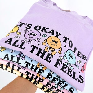 It's Okay To Feel All The Feels Cute Graphic T-Shirt, Bcba Shirt Mental Health Shirts Anxiety Tee Therapist Shirt Neurodiversity RBT