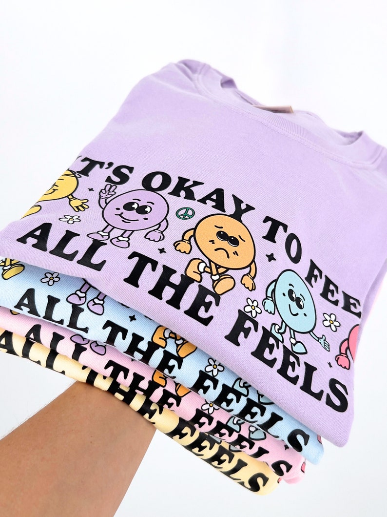 It's Okay To Feel All The Feels Cute Graphic T-Shirt, Bcba Shirt Mental Health Shirts Anxiety Tee Therapist Shirt Neurodiversity RBT image 1