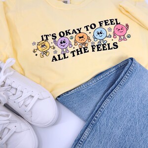 It's Okay To Feel All The Feels Cute Graphic T-Shirt, Bcba Shirt Mental Health Shirts Anxiety Tee Therapist Shirt Neurodiversity RBT image 2