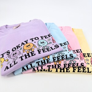 It's Okay To Feel All The Feels Cute Graphic T-Shirt, Bcba Shirt Mental Health Shirts Anxiety Tee Therapist Shirt Neurodiversity RBT image 3