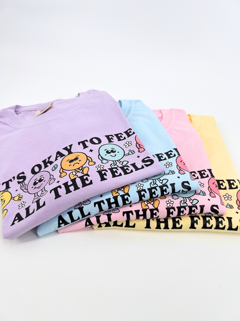 It's Okay To Feel All The Feels Cute Graphic T-Shirt, Bcba Shirt Mental Health Shirts Anxiety Tee Therapist Shirt Neurodiversity RBT image 3