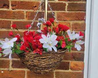 Handmade artificial hanging basket