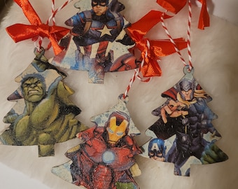 Avengers inspiriertes Set mit 4 handgemachten Dekorationen