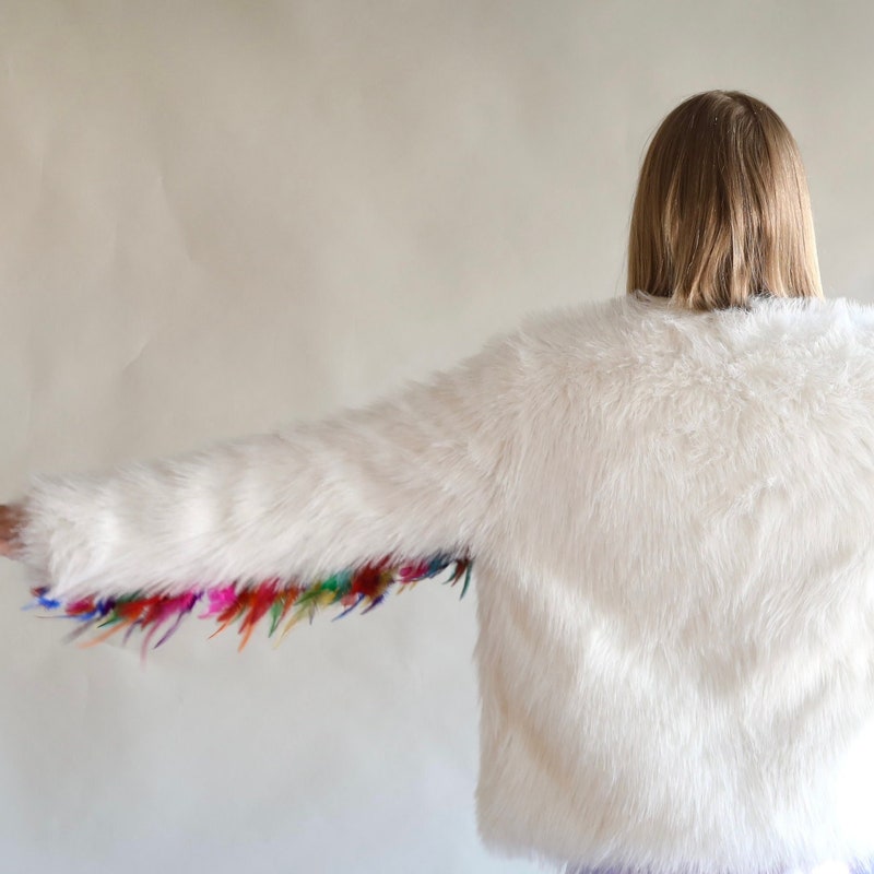 Halloween Colorful LED Lighting Clothes Jacket Faux Fur