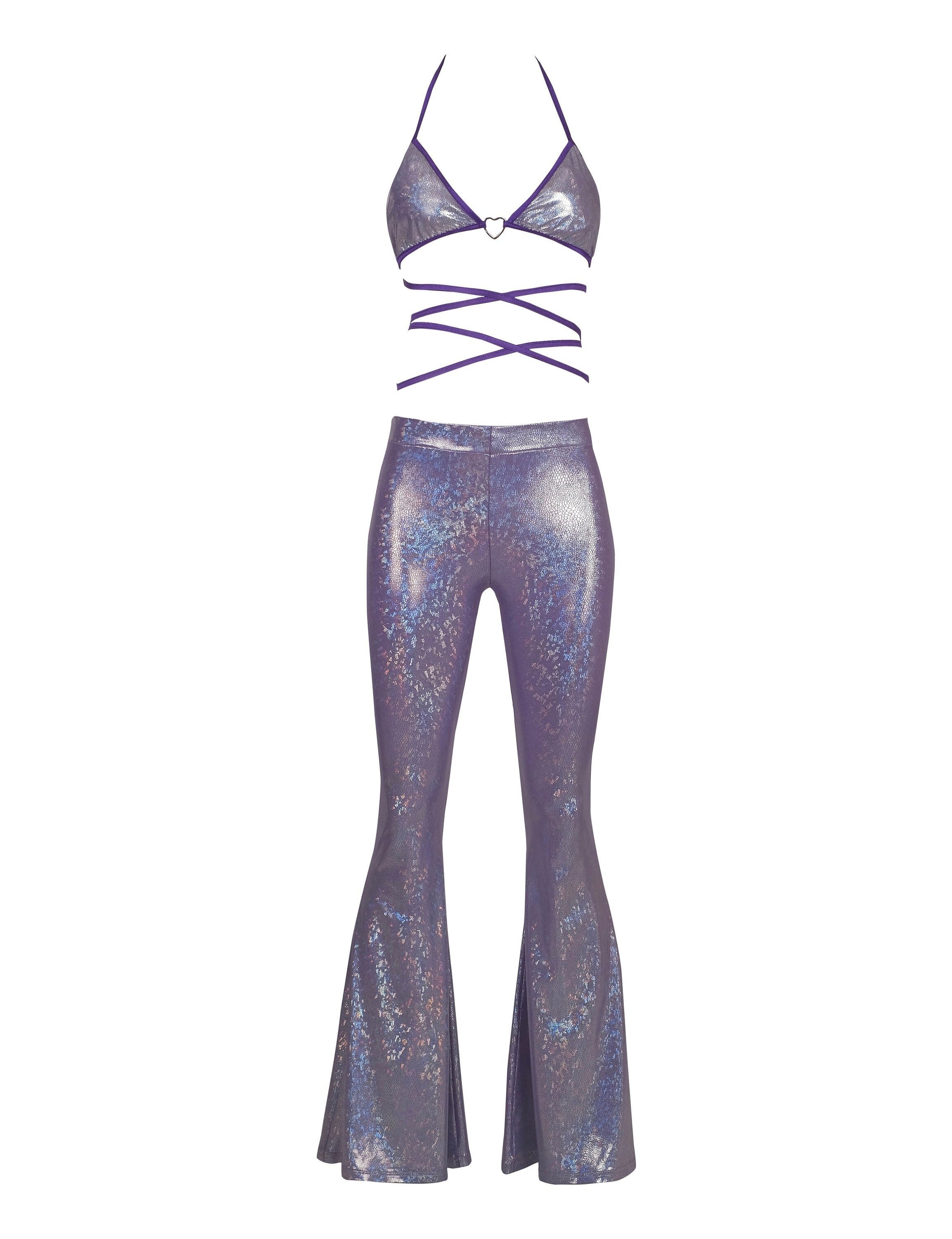 Disco Paillettenhose Damen – Weite Glitzerhose Mi Produktbild-Vorschau 9