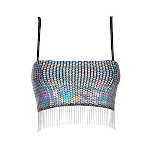 Sequin Fringed Croptop, Fashion, Style, Rave, crop, top, womens, Backless, casual, outfit, sequin, festival, spaghetti, style, night