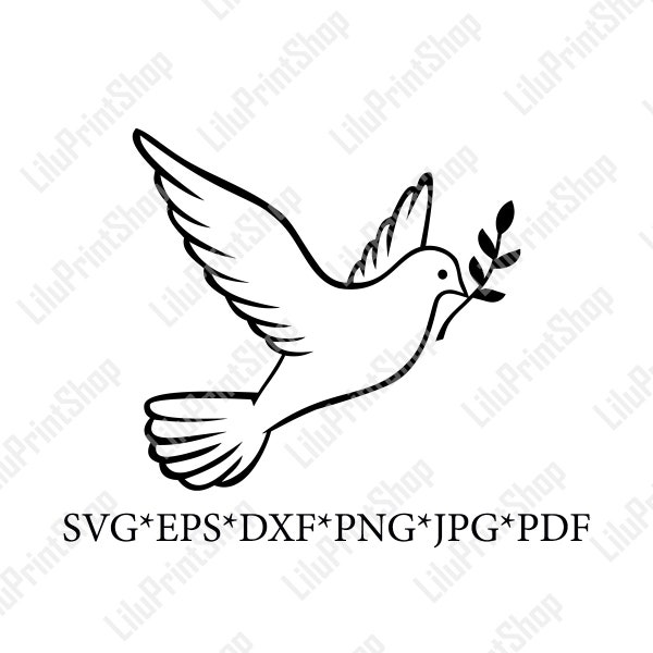 Peace dove svg Bird eps dxf PNG Flying white dove svg clipart and cut file vector Digital instant download for cutting sublimation