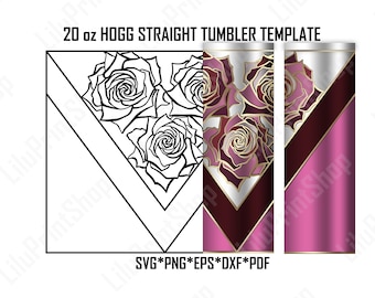Hogg tumbler template V split tumbler svg Tumbler designs svg Roses tumbler svg 20oz straight tumbler Burst tumbler svg Hogg Flowers tumbler