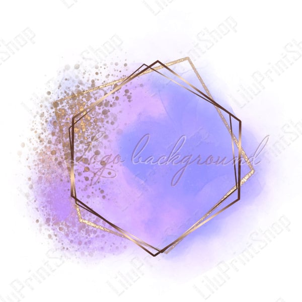 Lavender Logo Background Png Lilac logo design Purple and gold png Lavender Watercolor splash logo with octagon and confetti