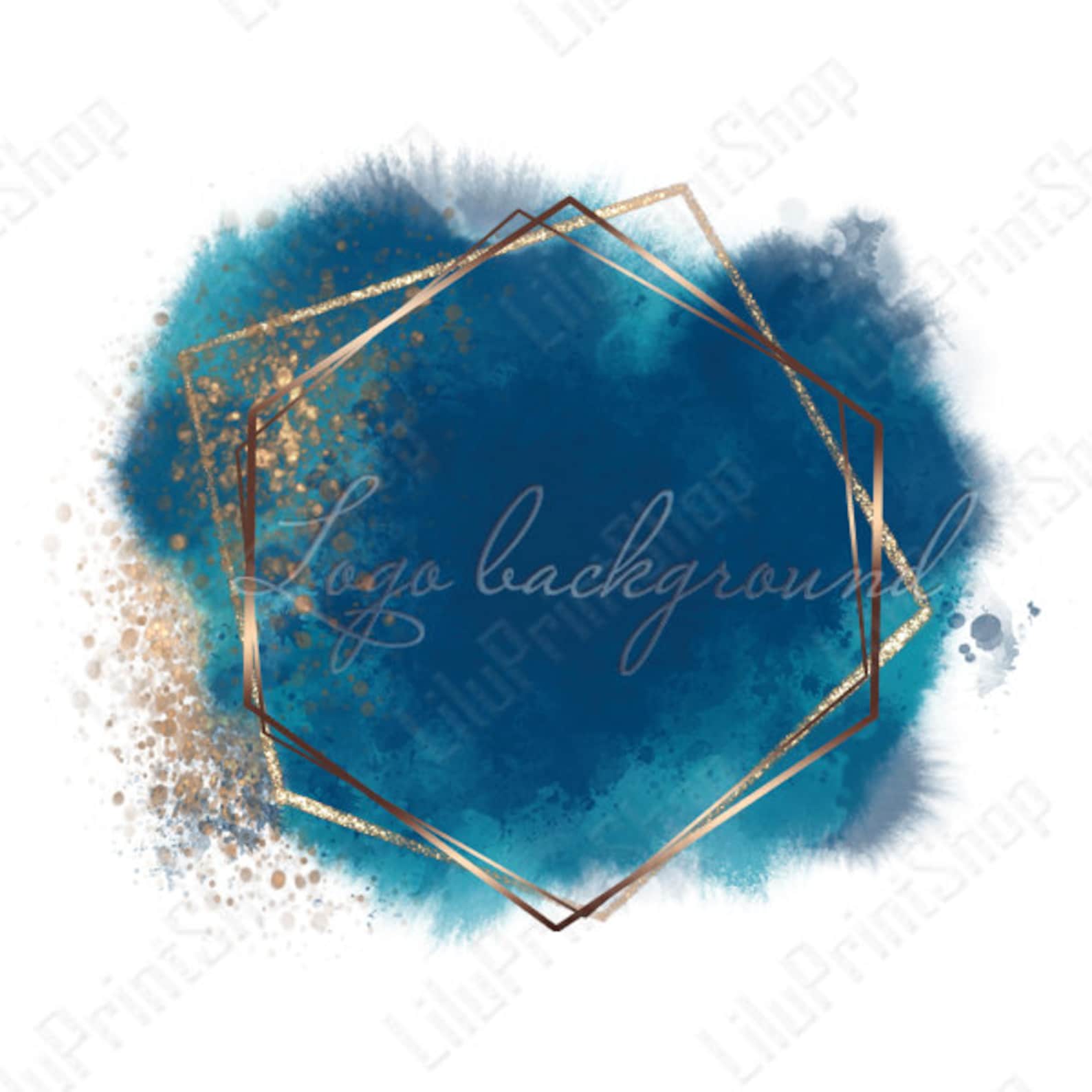 Watercolor Logo Png Teal and Gold Logo Design Teal Logo Background Png ...