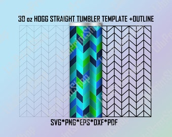 Tangram Tumbler Template for Hogg tumbler SVG Template + outline 30oz Chevron Pattern straight Hogg tangram template svg 30 oz cut file SVG