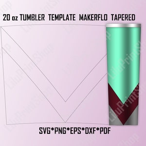V split Tumbler Template SVG for 20 oz tapered Makerflo tumbler, Vsplit 20 ounce Skinny Tumbler digital cut file. Instant download