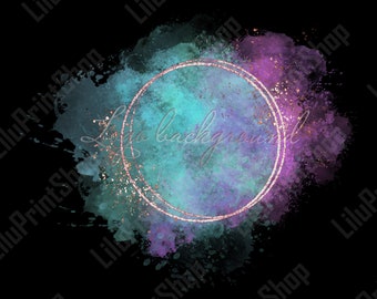 Watercolor logo png, Purple blue Logo Background Png Turquoise & gold logo design Purple gold confetti logo Watercolor purple logo png