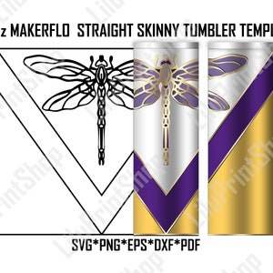 Dragonfly Tumbler Template SVG  for 20oz Skinny V split straight Makerflo 20 oz V split Tumbler Template V split cut file tumbler svg