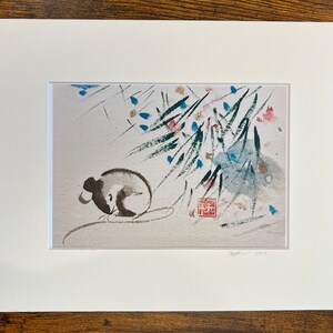 Christmas Mouse 5x7 print w 8x10 mat