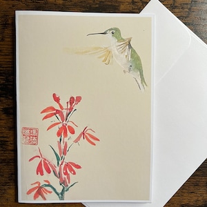 Colibri avec carte Cardinal Flower
