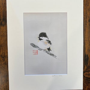 Chickadee 5x7 print w choice of 8x10 mat
