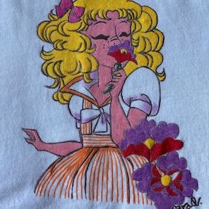 T-shirt Candy Candy personalizzata dipinta a mano con colori acrilici per tessuti - idea regalo sorpresa - anniversario - nerd otaku fan