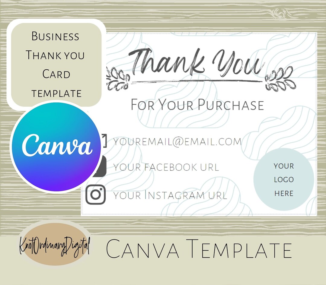 Canva Template Business Thank You Card Editable Instant Download ...