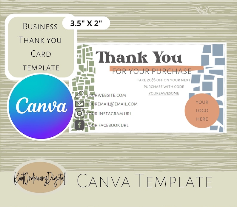 Canva Template Business Thank You Card Editable Instant - Etsy
